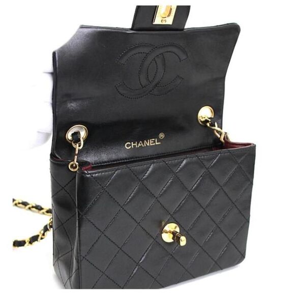 Chanel Mini Matelasse Chain Shoulder Bag Lamb Black - Picture 7 of 8